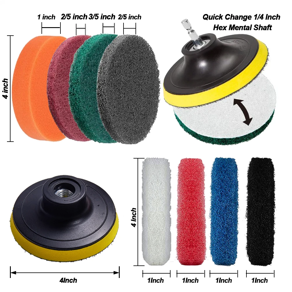 20 шт./компл. скруббер сверла набор кистей с полировальной подложкой автомобиля