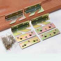 1 set 4pcs bed hinged wood board connector fixed heavy metal cabinet hinge for bed fixed corner hardware furniture accessories