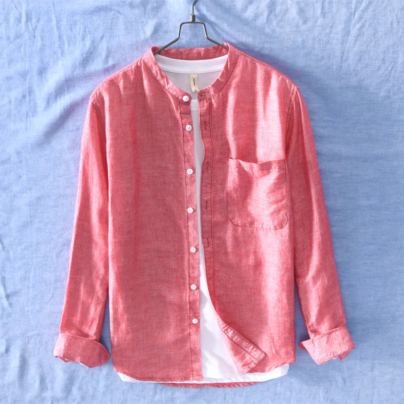 Льняные рубашки мужские удобные дышащие натуральные льняные повседневные 2020