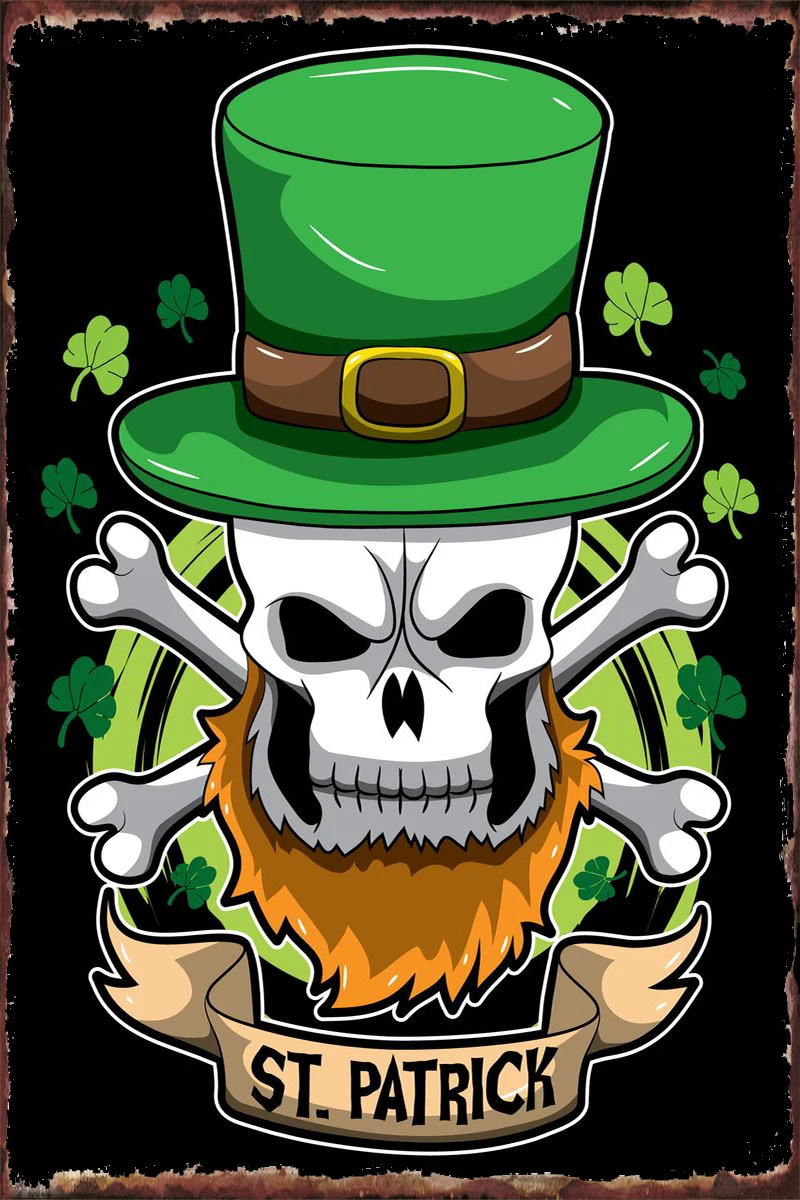 

Оловянные тарелки в виде ирландского черепа, декор для комнаты, винтажный металлический Ретро знак, жестяной знак для художественного офор...