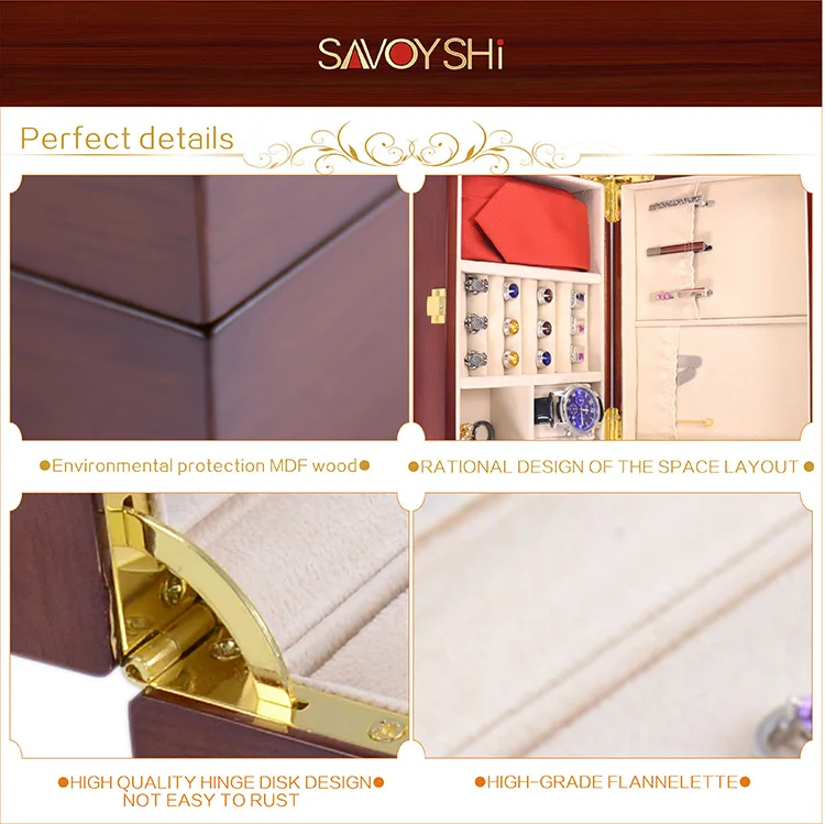 SAVOYSHI деревянная коробка для ювелирные запонки галстук застежка-кольцо часы дисплей коробка высокого качества окрашенная деревянная шкатулка для ювелирных изделий Подарочная коробка