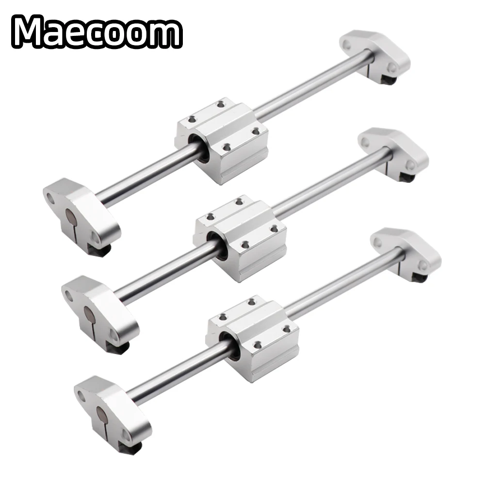 2set 3d printer parts optical axis kit 2 x 8mm chrome plated shaft bearing 4 x sc8uu 4 x sk8 aluminum end supporters free global shipping