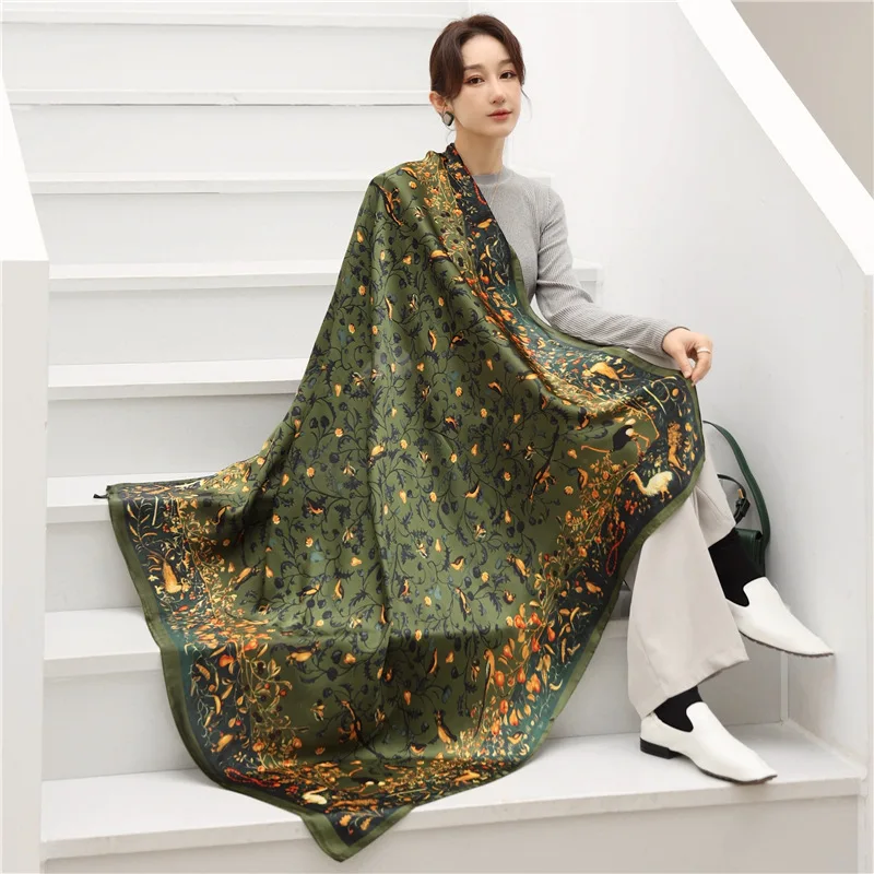 

2022 Spring Summer Luxury Brand Designer Silk Scarf Women Shawls And Wraps Soft Long Pashmina Foulard Bandana Ladies Scarves New