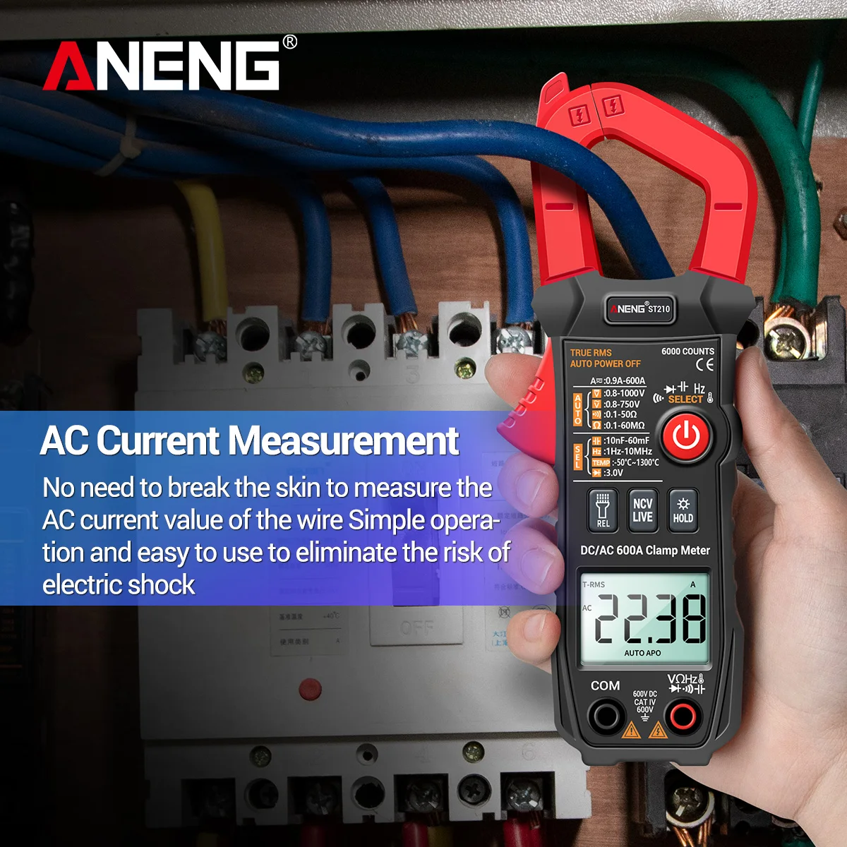 

Digital Clamp Meter AC/DC Current Clamp True-RMS Multimeter Auto-Ranging Multi Tester for Automotive Electronic HVAC Tech