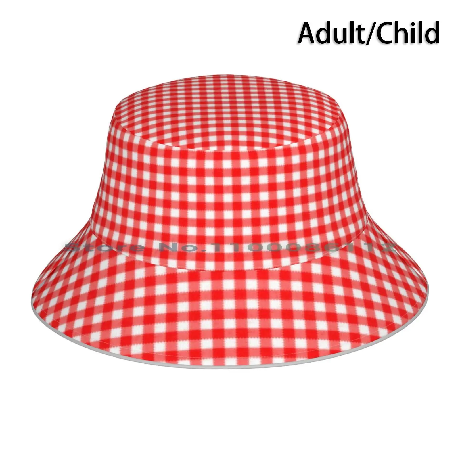 

Gingham Red And White Weave Pattern Bucket Hat Sun Cap Gingham White Weave Pattern Plaid Cloth Textile Effect Chequered Pretty
