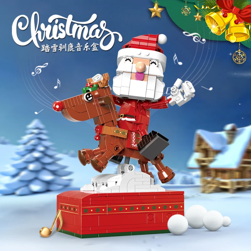 Идея музыкальная шкатулка Санта-Клаус 18019 Сборная модель строительные блоки