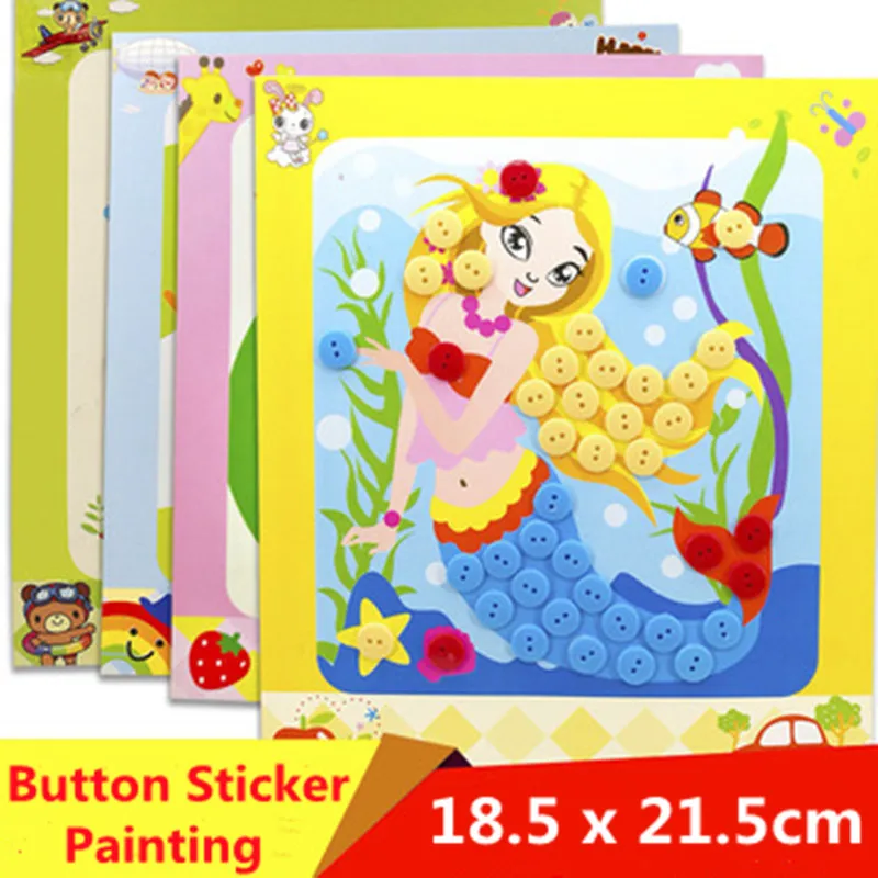 

6 шт., детские наклейки-пуговицы для творчества