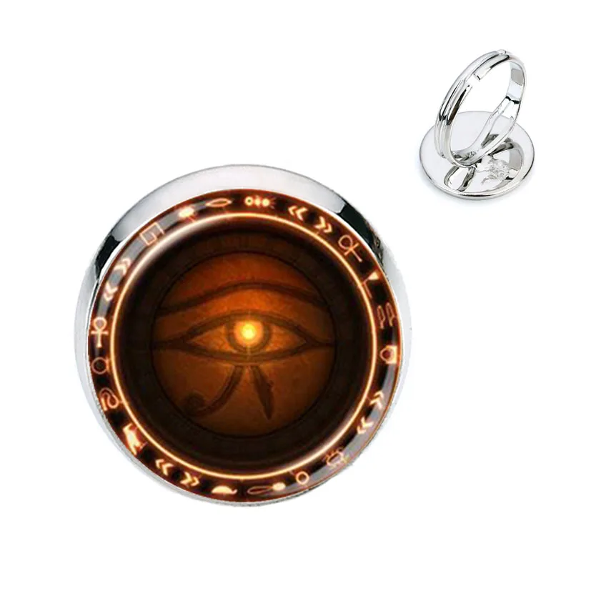 Металлическое регулируемое кольцо глаз Бога со стеклянным куполом модное