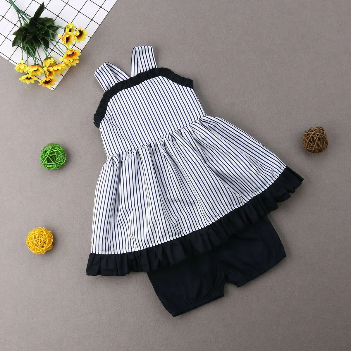 Emmababy 2 шт. 2019 летняя одежда для маленьких девочек комплект одежды платья топ в