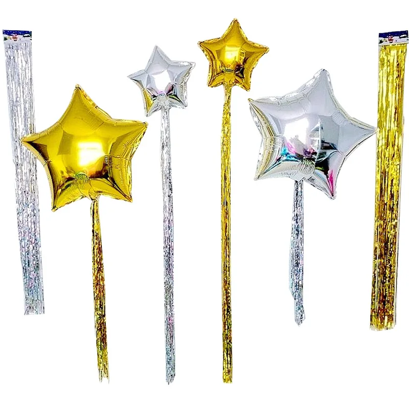 2 шт. украшение для дня рождения детский шар фольга бахрома занавеска с блестками