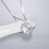 fashion antlers moonstone necklace for women round crystal stone pendant necklace best friend gift jewelry female accessories