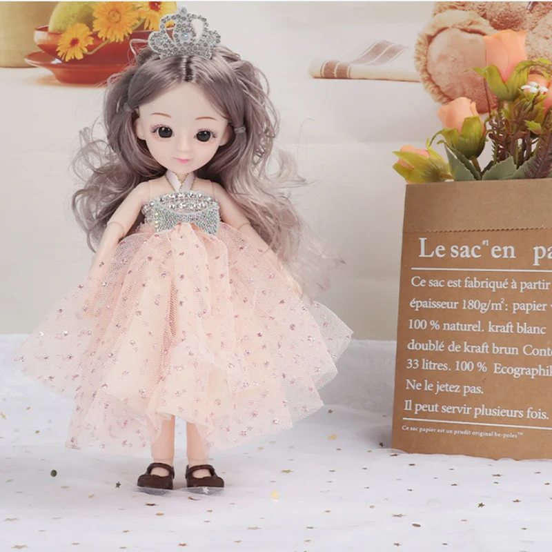 

New Size 25CM BJD Doll Full Set 1/6 Dolls Fashion Princess Dress 15 Movable Joints Dolls Body Toys for Girls Dress Up Doll