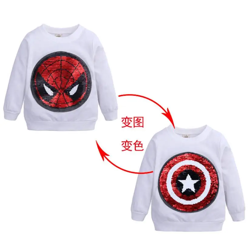 Мультфильм с узором из пайеток свитера для детей Топы длинными рукавами