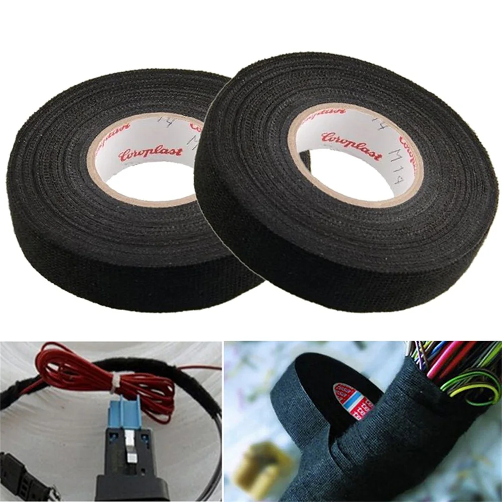 

1Pcs Black Color 1Roll 19mm x 15M 15mx9mm Wiring Harness Tape Strong Adhesive Cloth Fabric Tape For Looms Cars