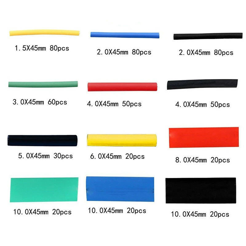 

Heat shrink tube kit Shrinking assorted polyolefin insulation sleeving Assortment electronic polyolefin wire cable sleeve kit