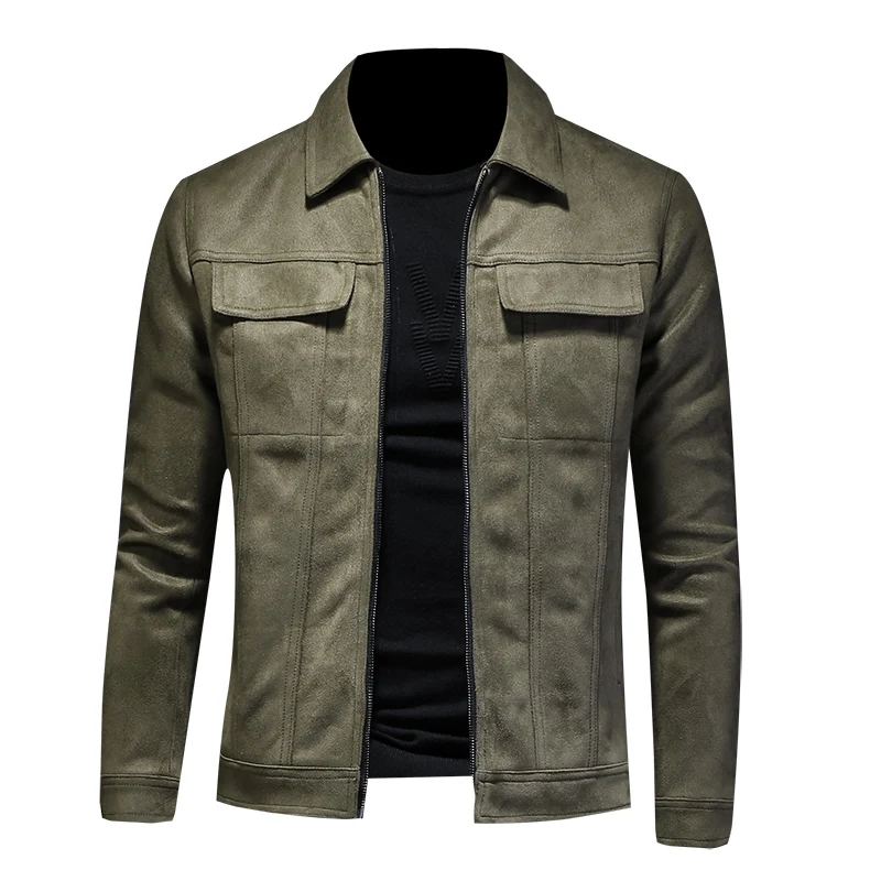 Мужская куртка из оленьей шкуры модная бейсбольная форма в Корейском стиле