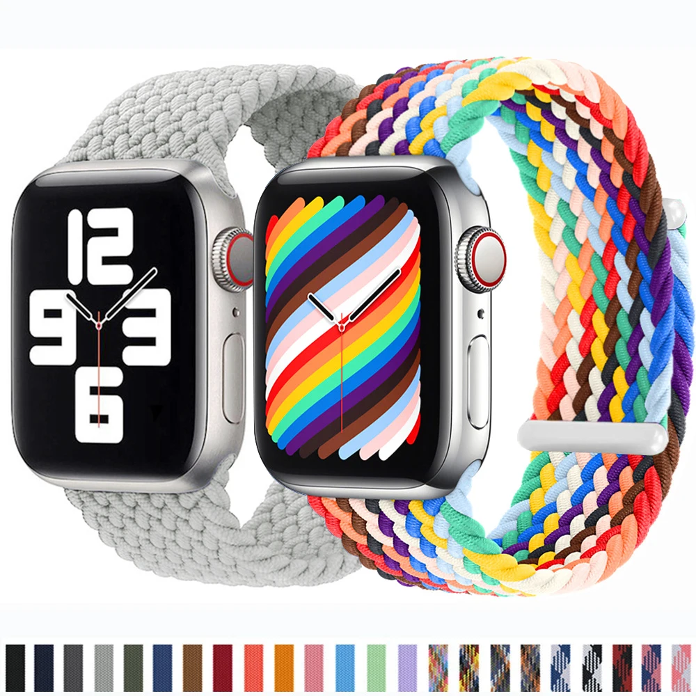 

Weave Nylon Solo Loop For Apple Watch 44mm 40mm 42mm 38mm Correa Fabric Elastic Wristband iWatch Series 1 3 4 5 SE 6 7 Strap