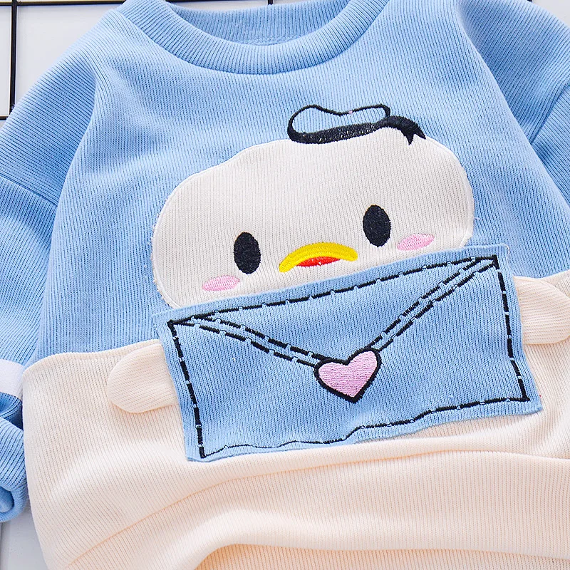 New Spring Autumn Baby Boy Girls Clothes Children Cotton Cartoon T Shirts Pants 2Pcs/sets Infant Kids Fashion Toddler Tracksuits | Детская