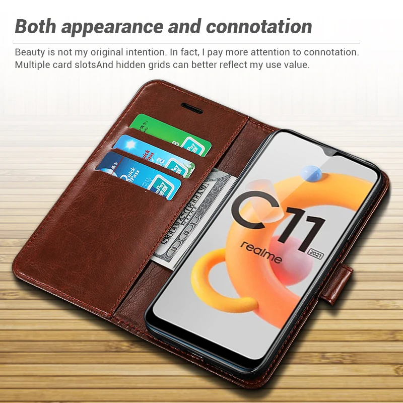 book style leather magnetic stand flip phone covers case for realm relme realmy realme realmi c11 c 11 2021 6 5 coque free global shipping