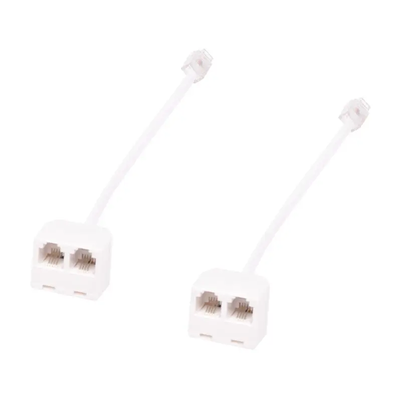 

2pcs 6P4C RJ11 Dual Female to Male Telephone Cable Splitter Adapter
