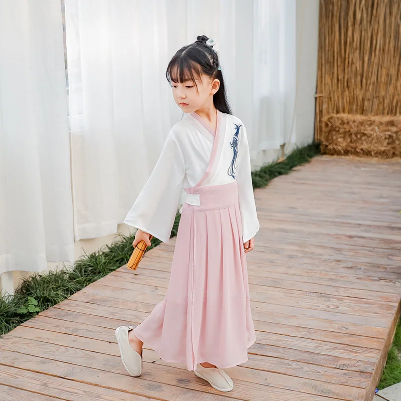 Детский костюм для мальчиков с вышивкой дракон платье Тан девочек Феникс