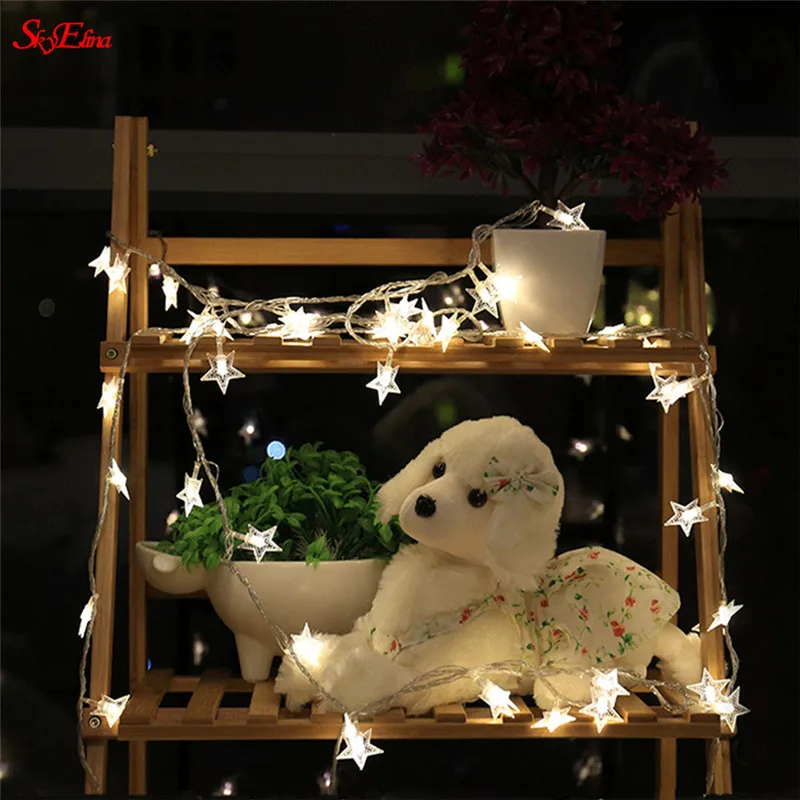 Светящаяся гирлянда со звездами мерцающие гирлянды на батарейках