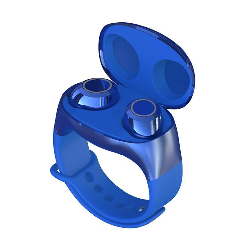 blue Tws Беспроводная bluetooth-гарнитура с сенсорным ремешком на запястье беспроводные наушники 5,0 Bluetooth наушники для iPhone Android телефонов - Цвет: blue