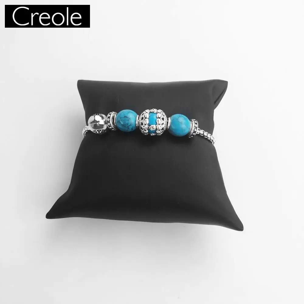 Браслеты звено цепи синий черепа 925 стерлингового серебра ювелирные изделия для