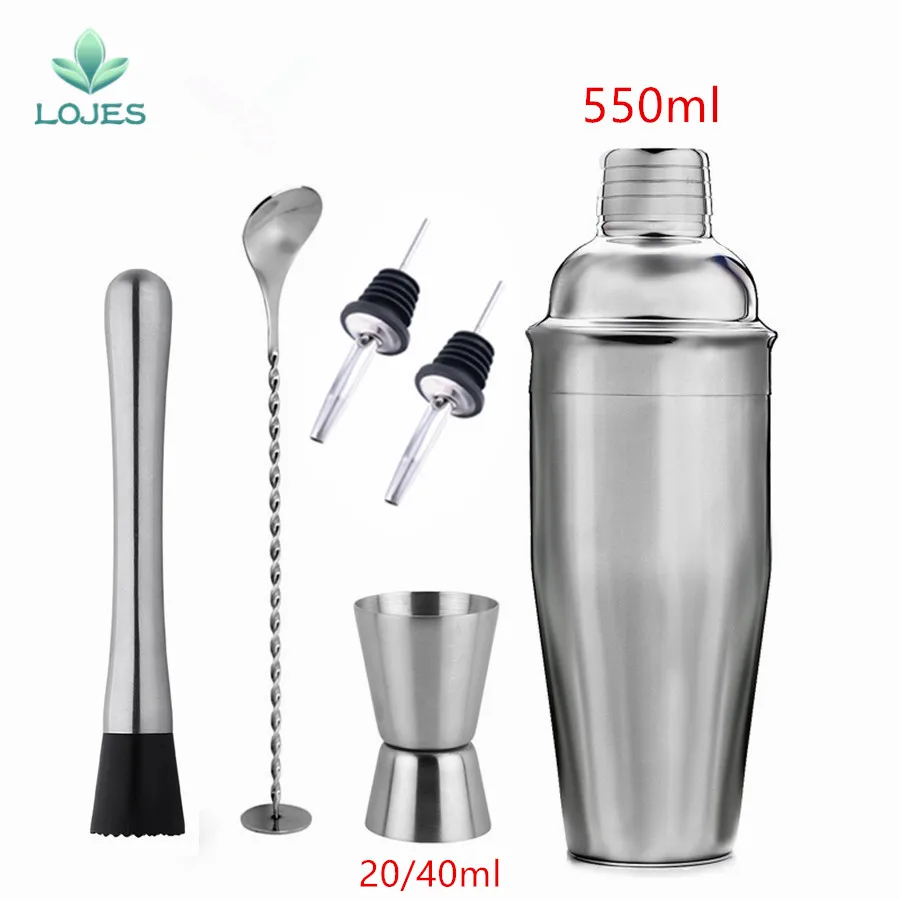 550ml-6pcs Горячая Распродажа, барная посуда, шейкер для коктейлей, Делюкс, 550 мл, нержавеющая сталь, бар, вино, Мартини, напиток, миксер, вечерние, бармен, инструмент - Цвет: 550ml-6pcs