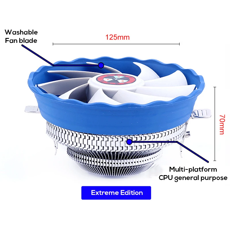 

Desktop Computer PC 2 Heatpipes CPU Cooler for AMD Intel 775 1155 CPU Radiator 120mm 3pin Cooling CPU Fan PC Quiet Heatsink Fan