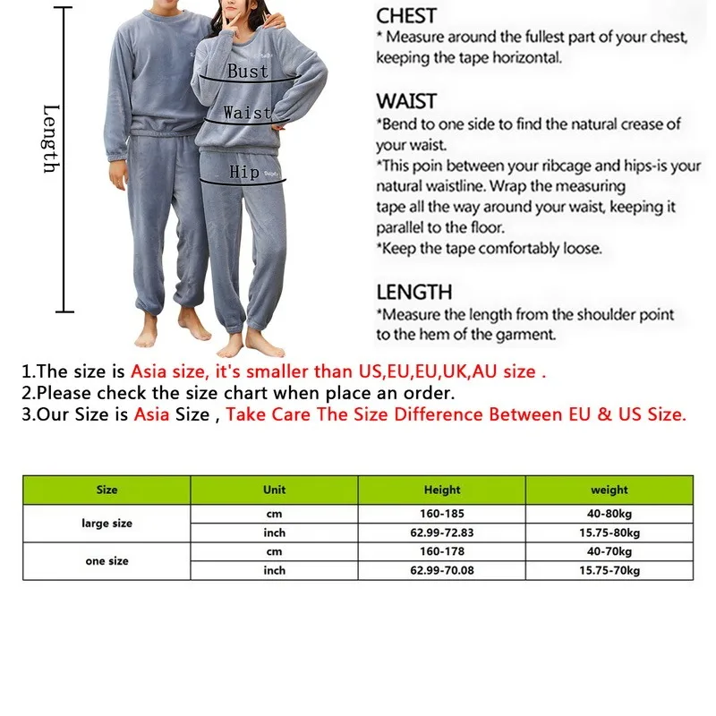 Pajamas For Couples Set Thick Warm Coral Fleece Homewear Winter Lounge Men's Clothing Soft Loose Pajamas Women Home Clothes Suit