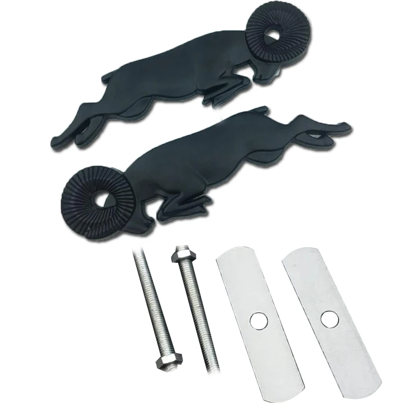 black a pair screw Для Dodge Ram caliber 3D Автомобильная головка гриль задняя дверь 3D наклейка s металлическая Замена эмблемы металлический хром значок наклейка Ram Head - Название цвета: black a pair screw