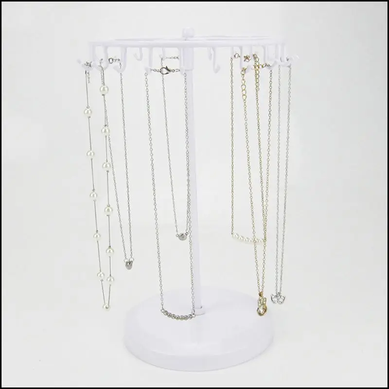 

Round Rotating Necklace Holder Bracelet Stand Solid Color Jewelry Organizer Tree