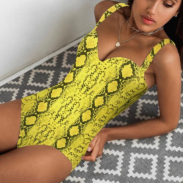 B729Snake NEW Women Swimwear Push Up One Piece Swimsuit Female Bather Bra Cup Bathing Suit Swim Wear Sexy Underwire Monokini Bodysuit - Цвет: B729Snake
