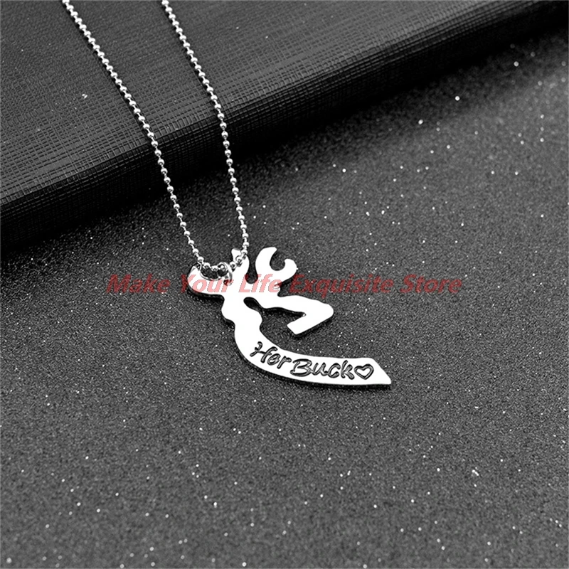 

Miraculous New Deer Hunting Her Buck His Doe Necklaces Kissing Heart Minimalist Hollow Heart Shape Pendant Couples Gift Lovers