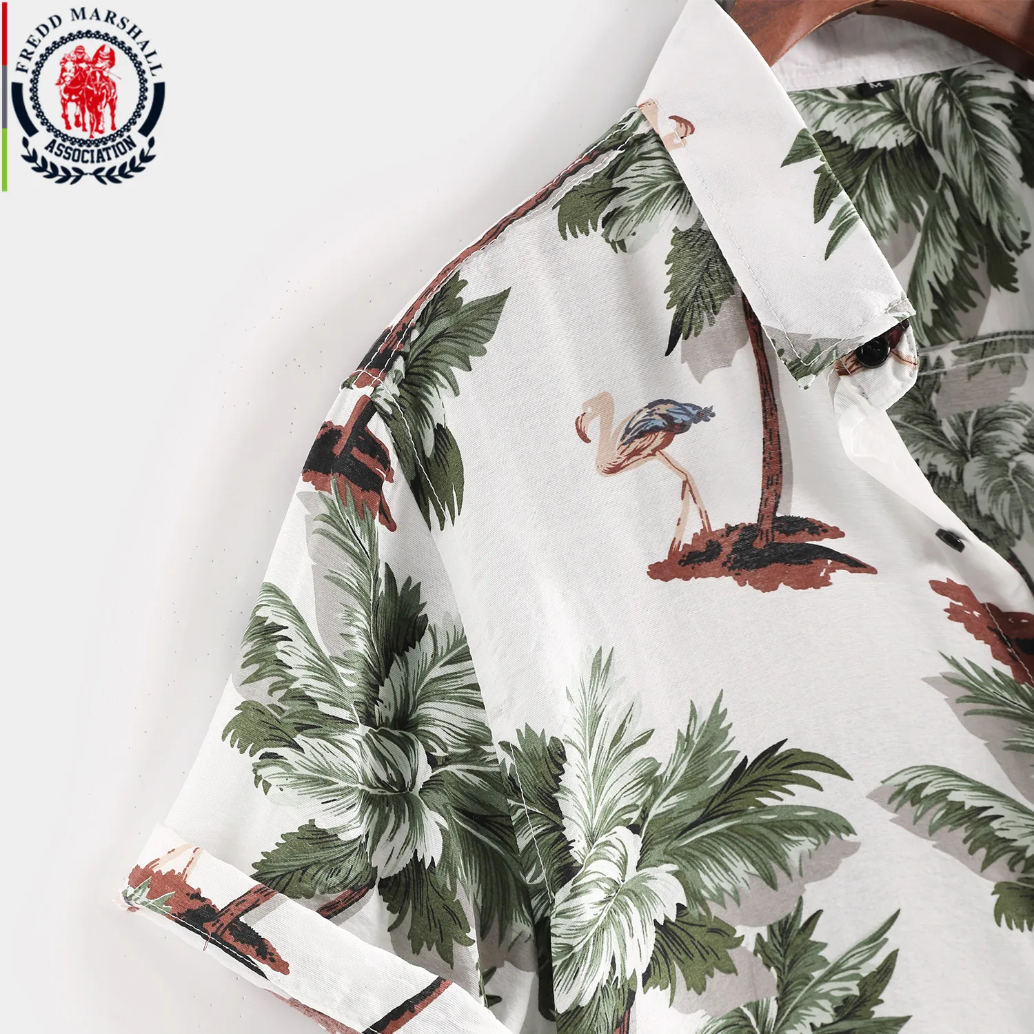 FREDD MARSHALL 2021 Новая мода с принтом &quotкокосовое дерево&quot рубашка мужская летняя