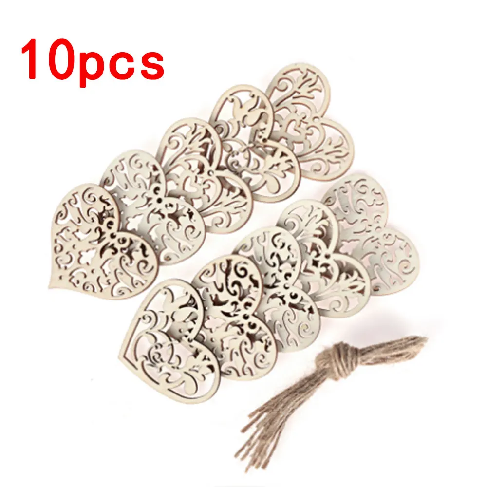 Мультяшные Деревянные Полые Сердце рождественское праздничное украшение DIY