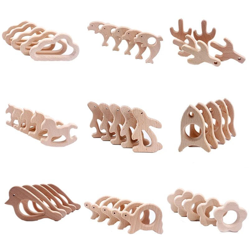 Деревянные бусины для прорезывания зубов 5 шт./лот|Детские прорезыватели| |