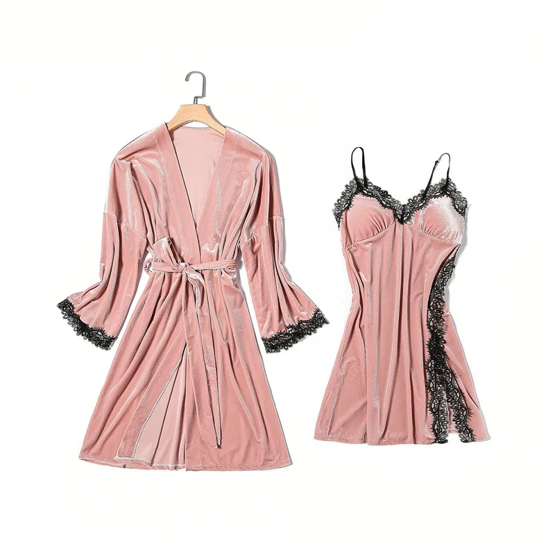 LYun зима и осень сексуальная Роскошная ночная рубашка принцессы с подкладом на