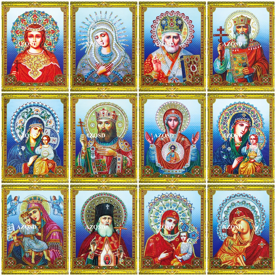 AZQSD Алмазная мозаика специальная форма дрель икона религия картина Девы Марии