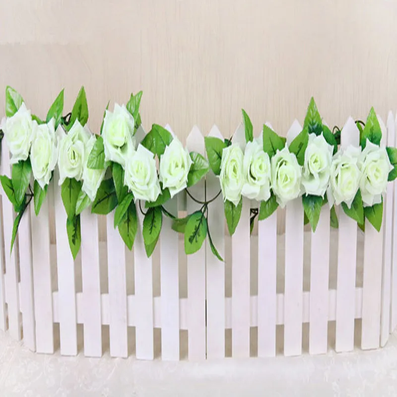 Гирлянда из 4 искусственных листьев цвета слоновой кости фута с зеленым оттенком