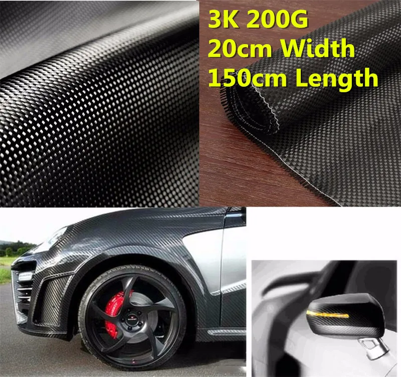 

Black 3K 200g Carbon Fiber Cloth Plain Carbon Fabric for Commercial 20cm Width 0.2mm Thickness Car Part Sport Equipment