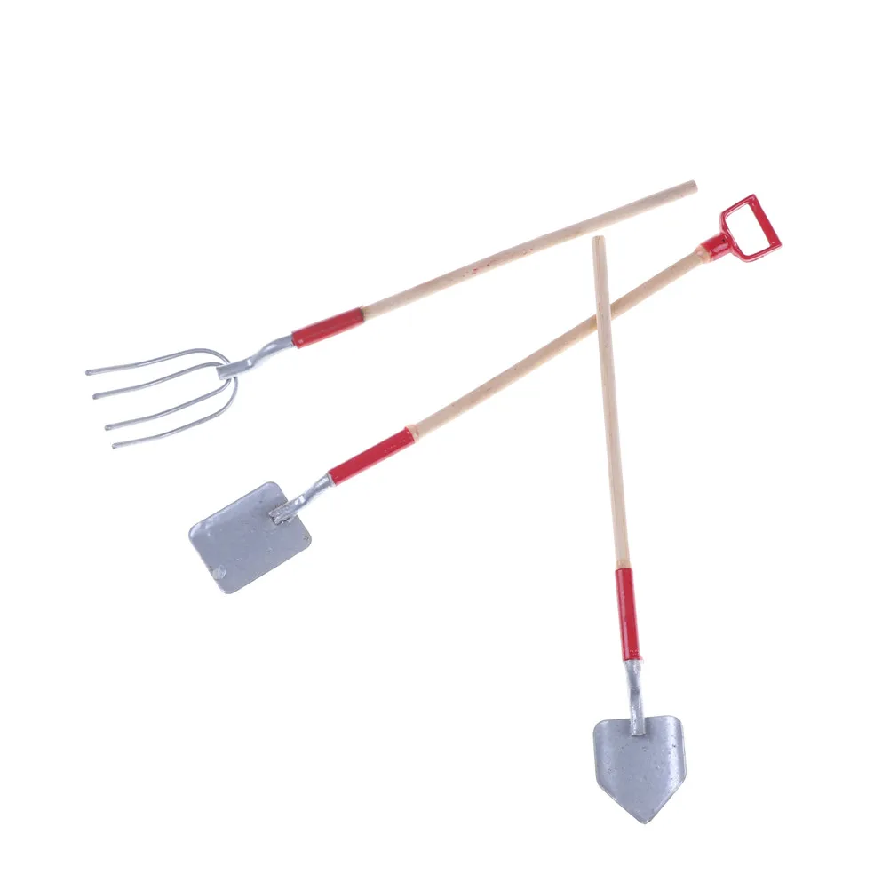

MINI 3pcs/set Shovel/Rake/Hoes 1:12 Dollhouse Miniatures Accessories Dollhouse Furniture Toy Gardening Tools