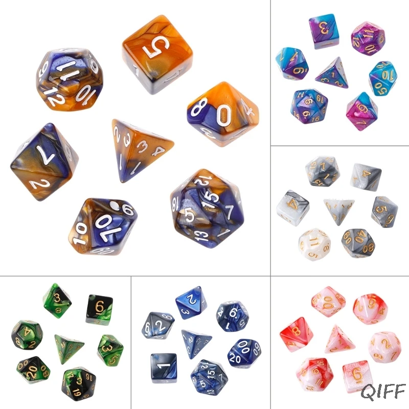 

7pcs/Set Acrylic Polyhedral Dice For TRPG Board Game Dungeons And Dragons D4-D20