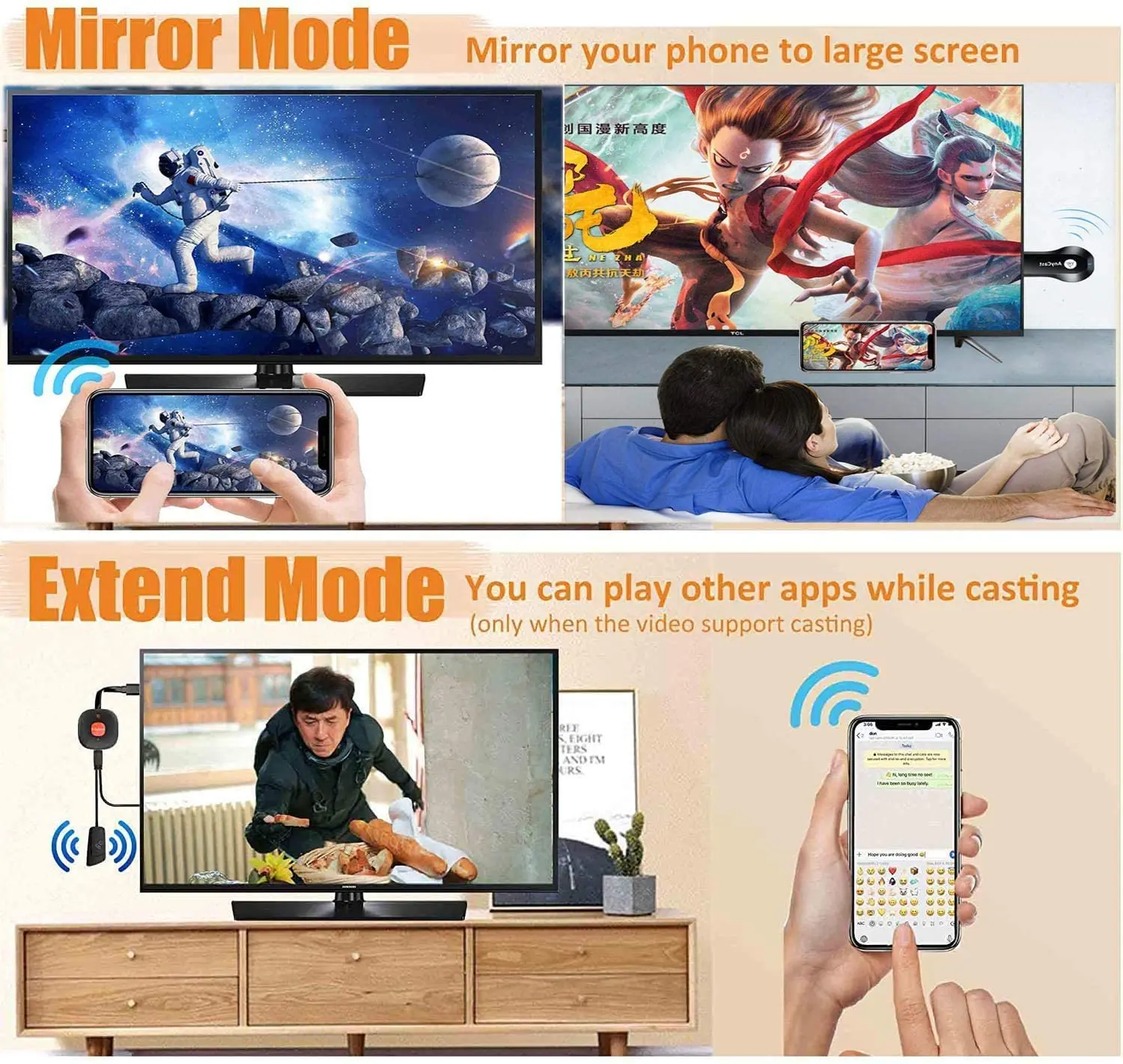 1080P Wireless WiFi Display Dongle TV Stick Video Adapter Airplay DLNA Screen Mirroring Share for iPhone iOS Android Phone to TV images - 6