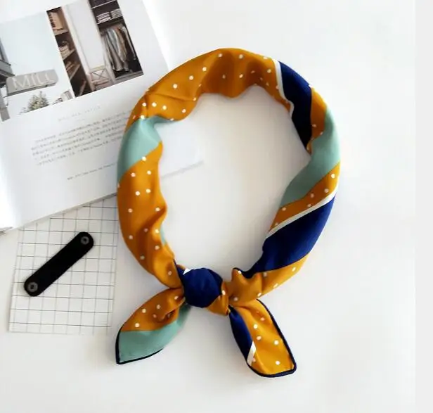 

Женский квадратный шейный платок с окантовкой, элегантный Шелковый тонкий шарф, обтягивающий головной шейный бандаж для волос, аксессуары