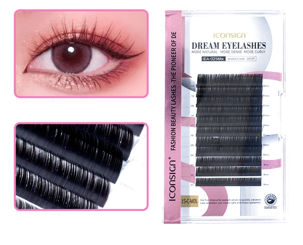 C Curl 0.15mm Fashion Lash Mink Hair False Eyelashes Light Soft Individual Grafting Eyelash Extension Tools 8-12mm Volume Lash