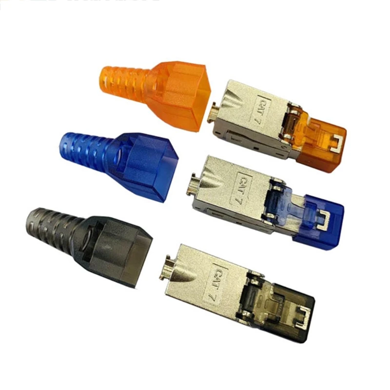 

10pcs/set Tool-Free Zinc Alloy Shielded RJ45 Cat 7 Terminal Plug Reusable Cat7 Connector for Router Computer Switch