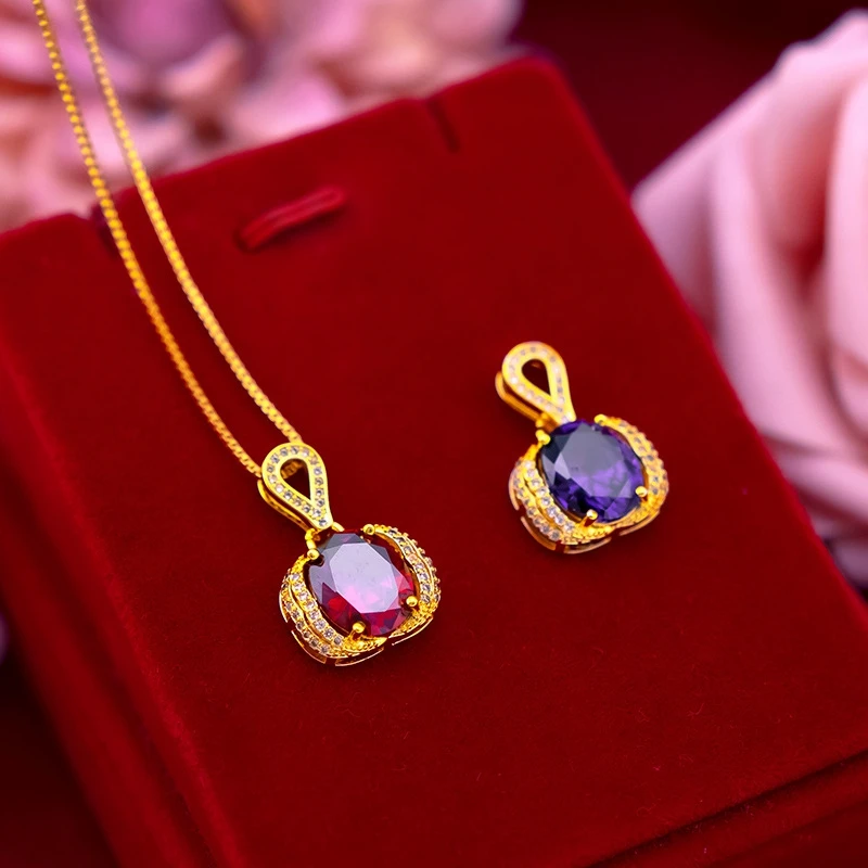 

Brillant Oval Cut Yellow Gold Filled Shiny Women Pendant Chain Necklace Gift