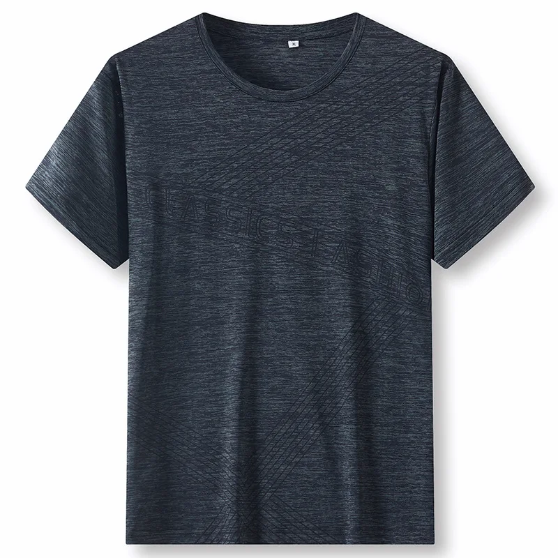 

Summer 2021 new men's fat plus sports casual round neck ice silk quick drying short sleeve T-shirt